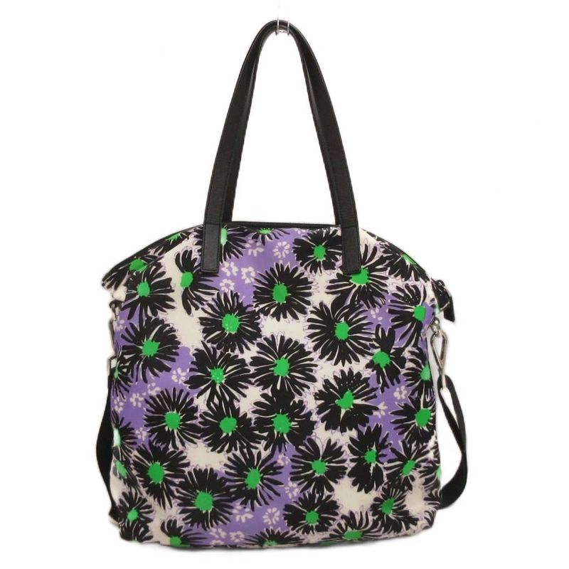 Prada 2WAY Flower Print Shoulder Bag Triangle Plate Tessuto Stampat Bag Tote