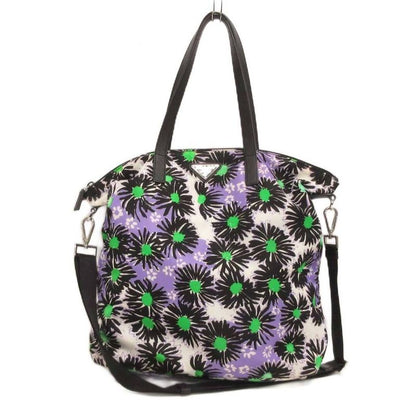 Prada 2WAY Flower Print Shoulder Bag Triangle Plate Tessuto Stampat Bag Tote