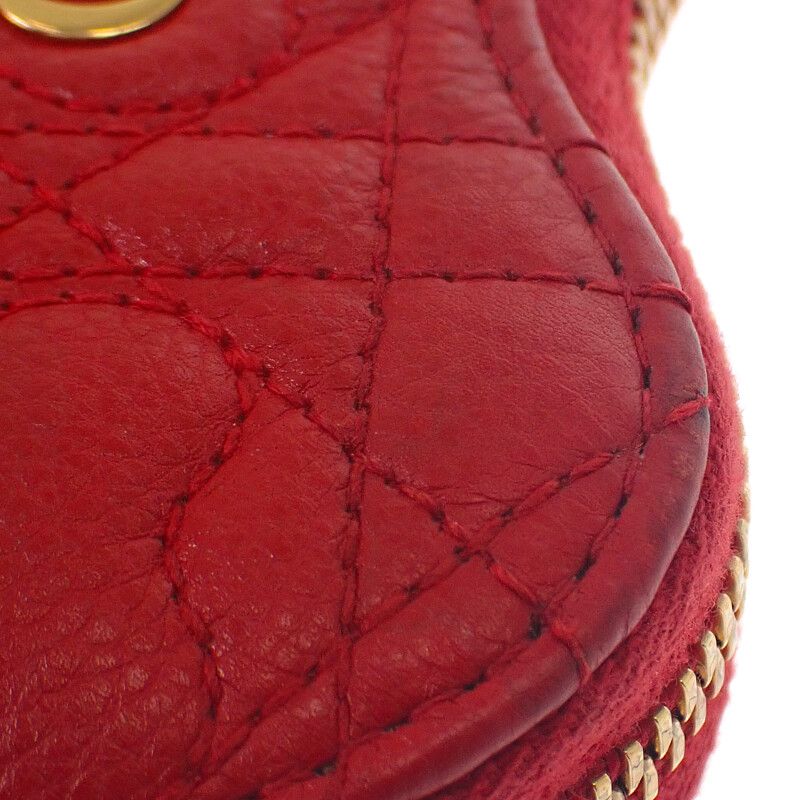 Dior Amour Caro Chain Heart Pouch S5097unid_m61r Shoulder Bag Calf Red Gold