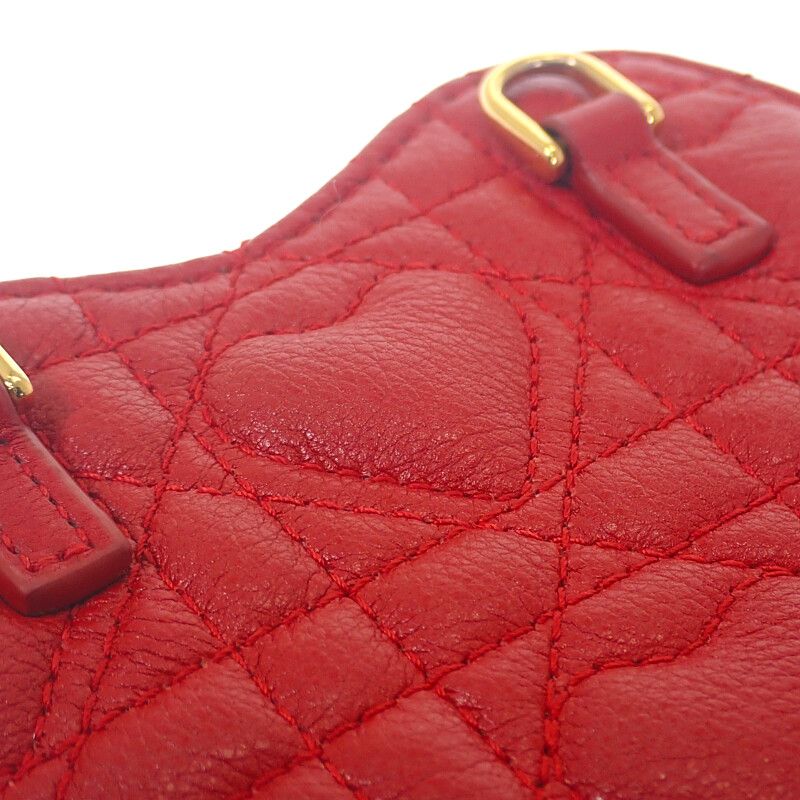 Dior Amour Caro Chain Heart Pouch S5097unid_m61r Shoulder Bag Calf Red Gold