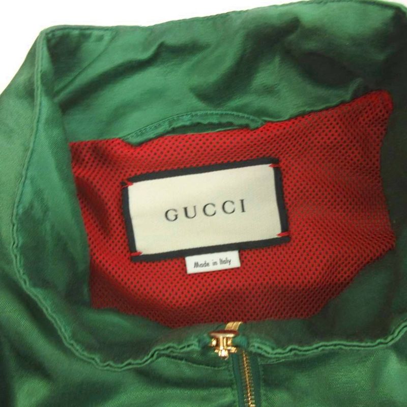 Gucci Bomber Jacket Blouson Full Zip Embroidered Script Logo 618900 ZAOH Green