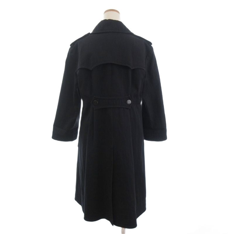 Chanel Trench Coat Long Coco Mark Buttons P45582v33845 Cotton Lined Silk Dark