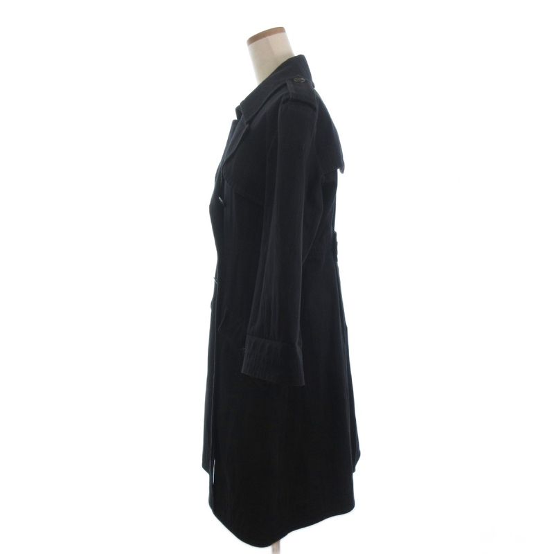 Chanel Trench Coat Long Coco Mark Buttons P45582v33845 Cotton Lined Silk Dark