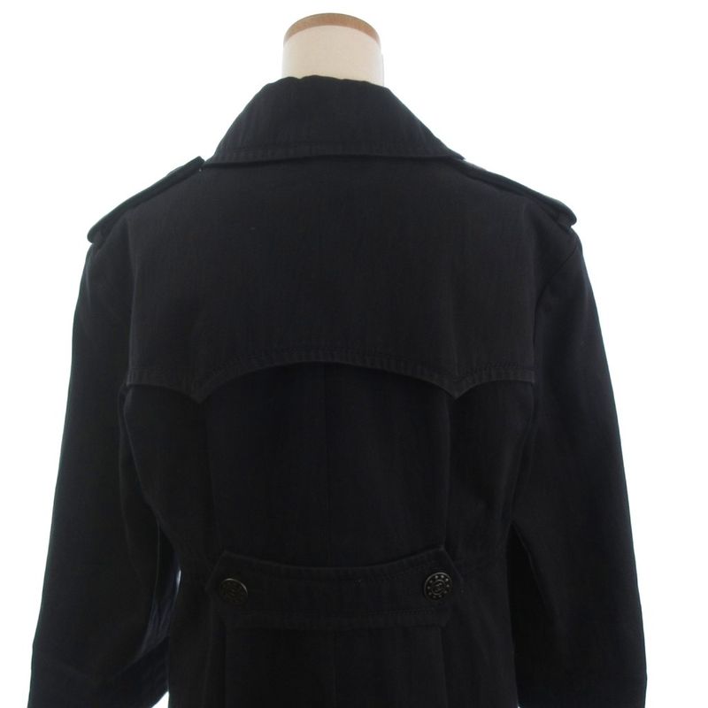 Chanel Trench Coat Long Coco Mark Buttons P45582v33845 Cotton Lined Silk Dark