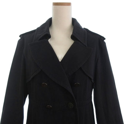 Chanel Trench Coat Long Coco Mark Buttons P45582v33845 Cotton Lined Silk Dark