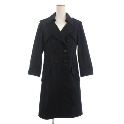 Chanel Trench Coat Long Coco Mark Buttons P45582v33845 Cotton Lined Silk Dark