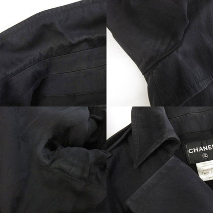 Chanel Trench Coat Long Coco Mark Buttons P45582v33845 Cotton Lined Silk Dark