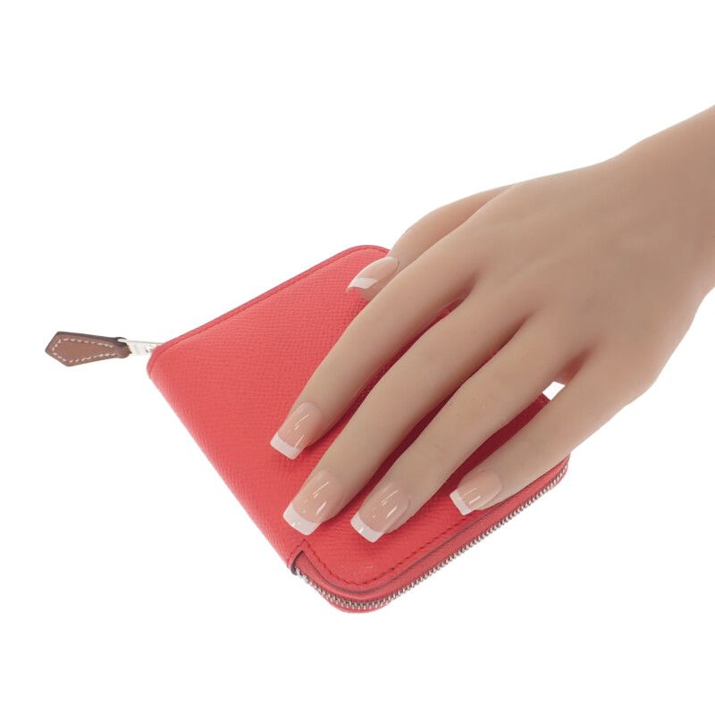 Hermes Azap Silk Quin Compact Coin Case Vaux Epson Silk Rose Texas Blue Zellige