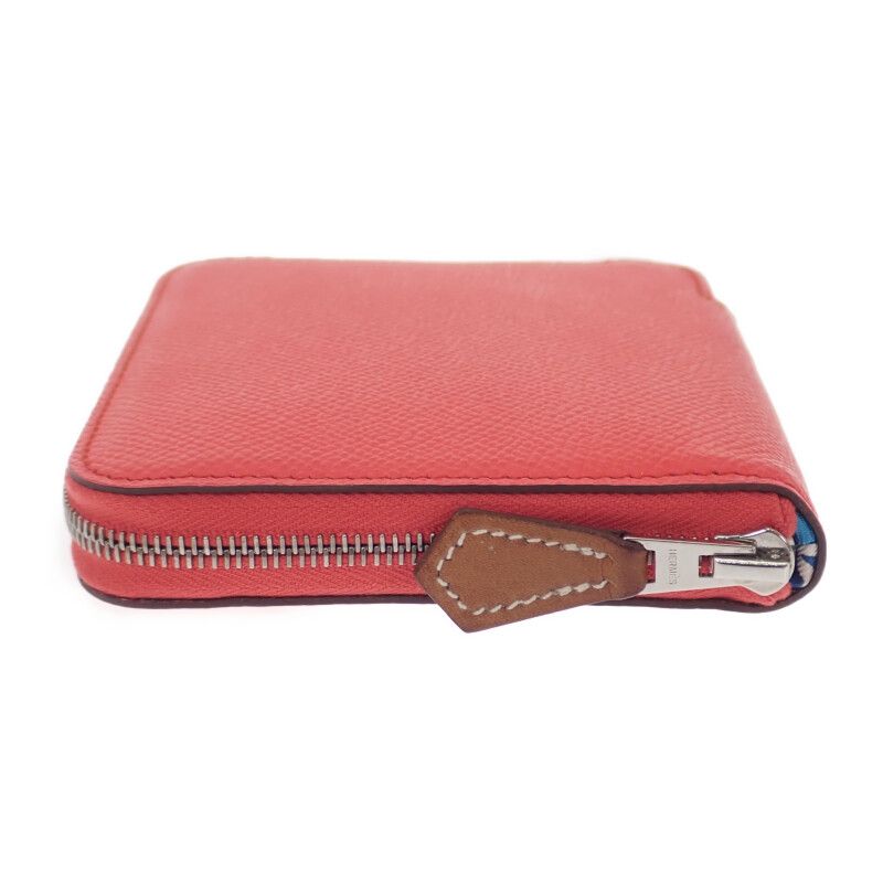 Hermes Azap Silk Quin Compact Coin Case Vaux Epson Silk Rose Texas Blue Zellige