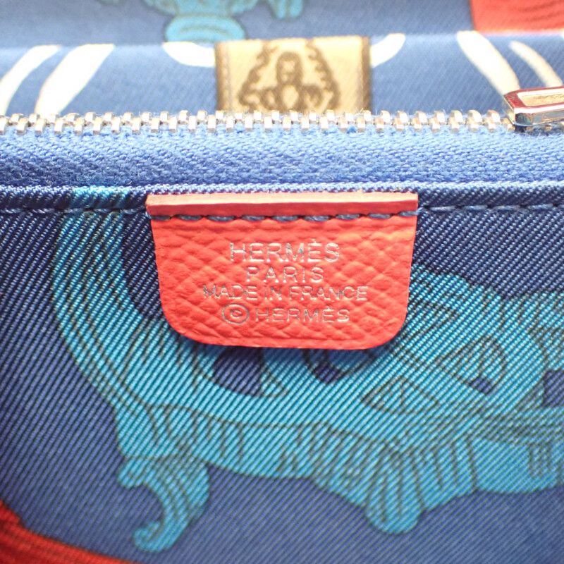 Hermes Azap Silk Quin Compact Coin Case Vaux Epson Silk Rose Texas Blue Zellige