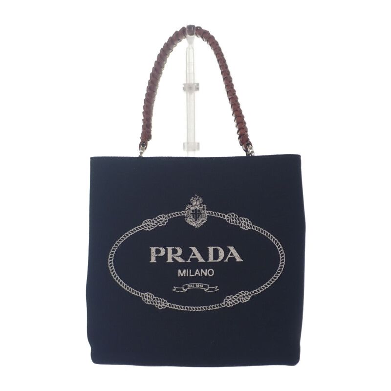 Prada Pannier 1ba212_2did_f0b7k_v_poo Handbag Canvas Leather Black Brown Women