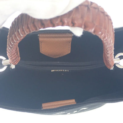Prada Pannier 1ba212_2did_f0b7k_v_poo Handbag Canvas Leather Black Brown Women