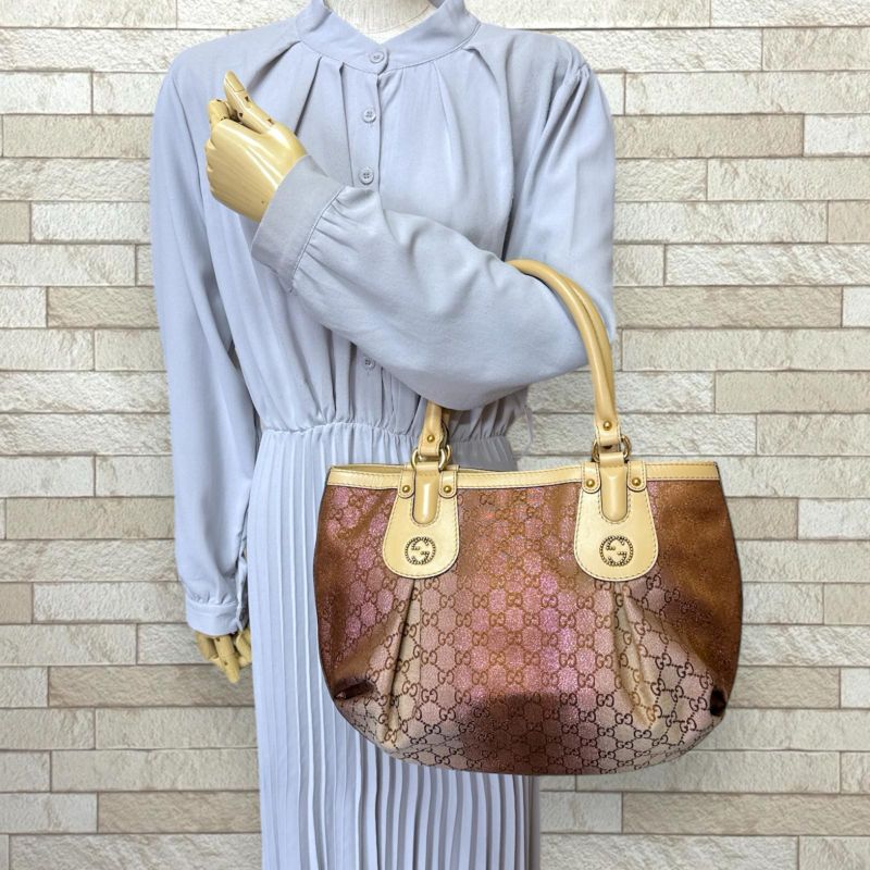 Gucci Scarlet Interlocking G GG Canvas Handbag GG Canvas 269953 Beige Ladies