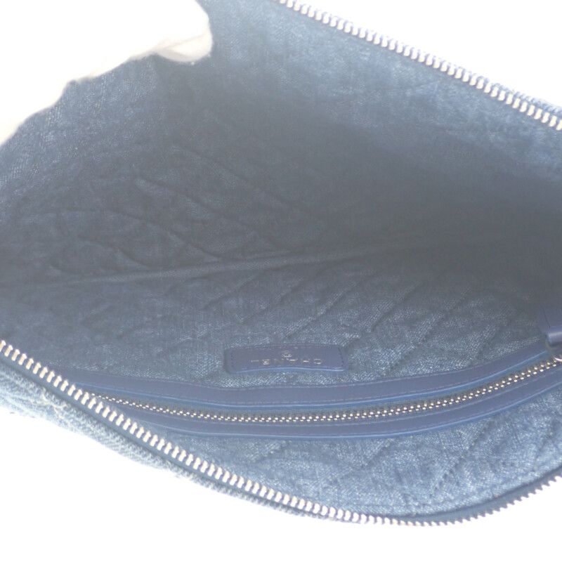 Chanel Coco Mark Clutch Bag Denim Blue Silver Hardware Ladies Men Unisex