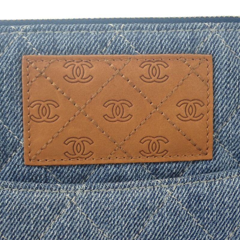 Chanel Coco Mark Clutch Bag Denim Blue Silver Hardware Ladies Men Unisex