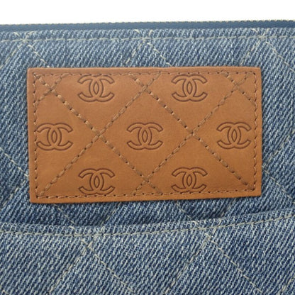 Chanel Coco Mark Clutch Bag Denim Blue Silver Hardware Ladies Men Unisex