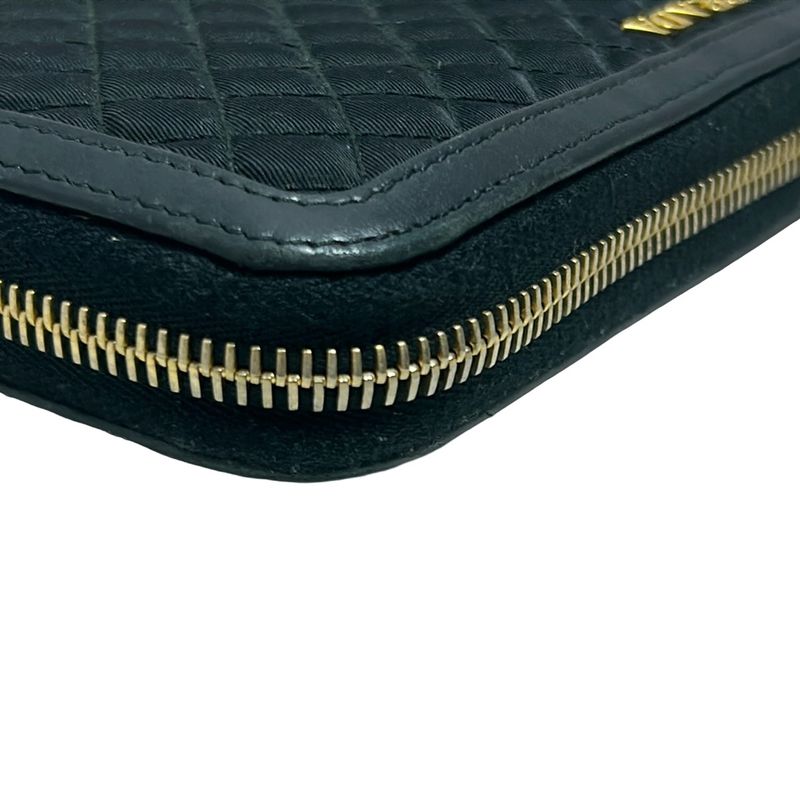 Prada Long Wallet - Black Quilted Round Zipper Leather