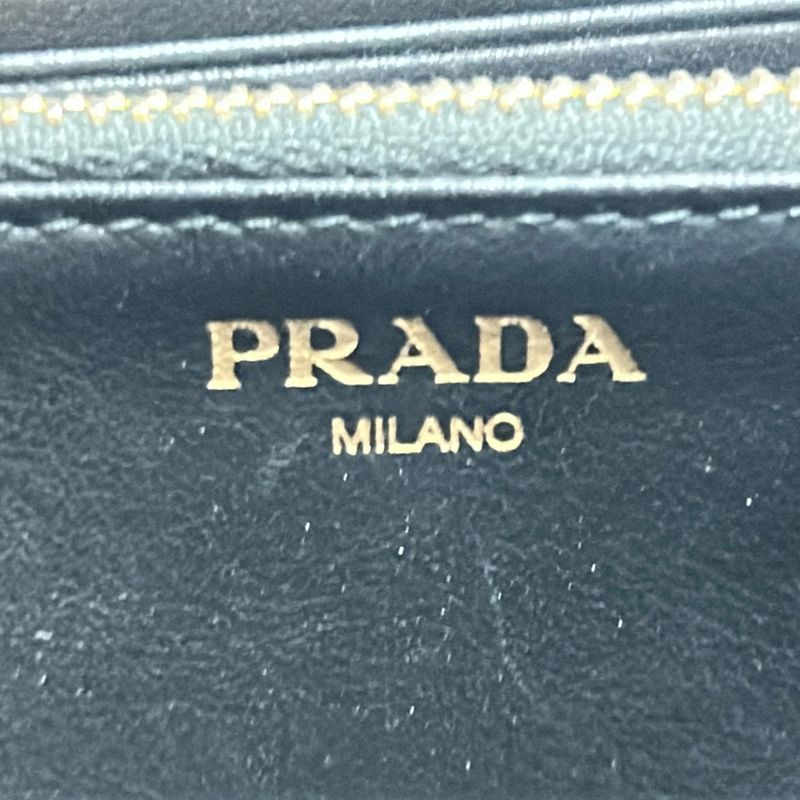 Prada Long Wallet - Black Quilted Round Zipper Leather