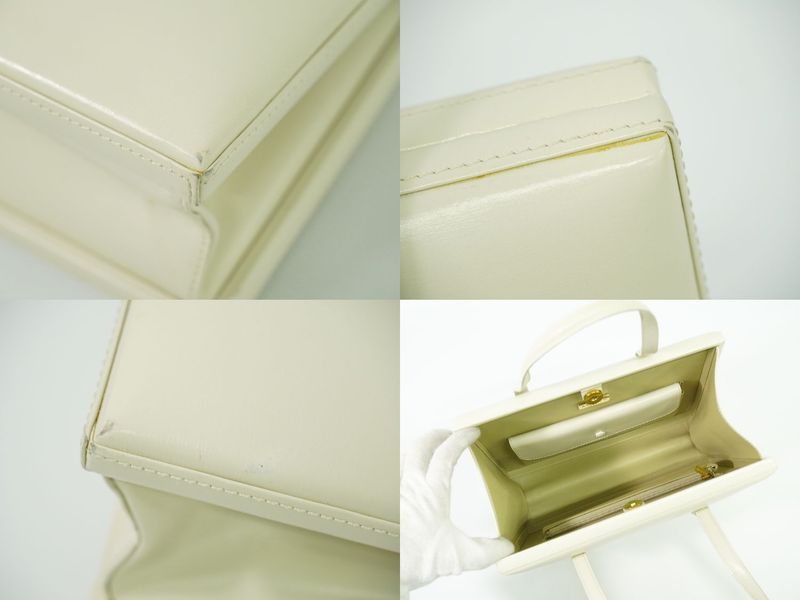Authentic Loewe Leather Handbag White Bag Pre-owned [follow-up Discount