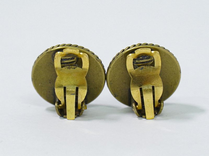 Authentic Chanel Coco Mark Earrings Plastic Black Coco Mark Accessories Jewelry