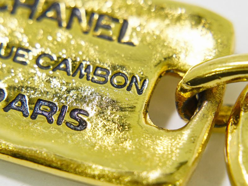 Authentic Chanel 31 Rue Cambon Plate Brooch GP Gold Plated Rue Cambon Accessorie