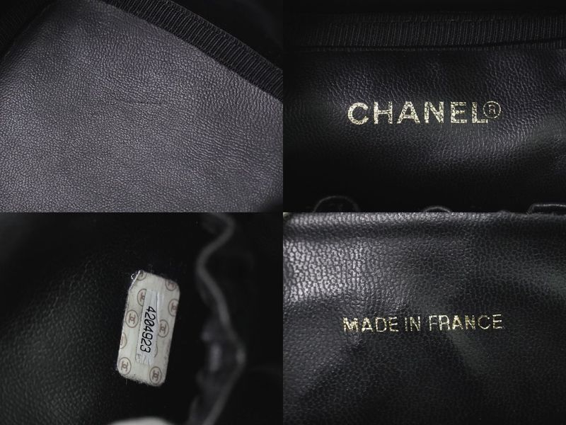 Authentic Chanel Coco Mark Vanity Bag Handbag Cosmetic Pouch Caviar Skin