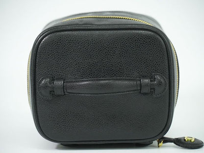Authentic Chanel Coco Mark Vanity Bag Handbag Cosmetic Pouch Caviar Skin