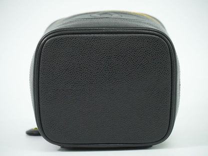 Authentic Chanel Coco Mark Vanity Bag Handbag Cosmetic Pouch Caviar Skin
