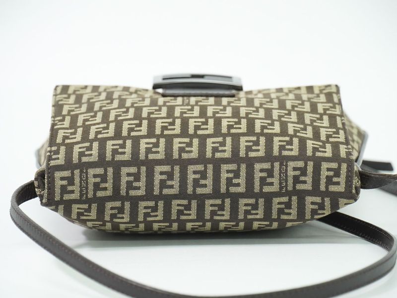 Authentic Fendi Zucchino Shoulder Bag Pochette Canvas Brown 8bt075 Zucchino Bag