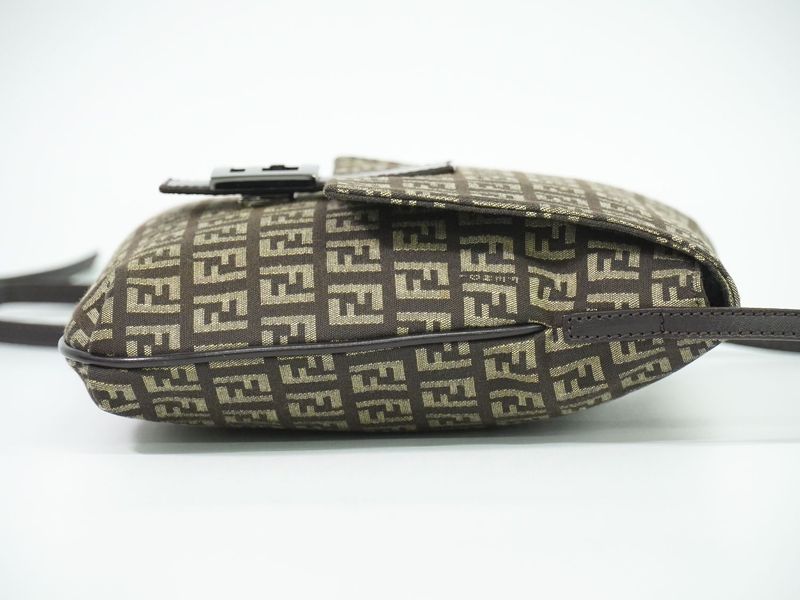 Authentic Fendi Zucchino Shoulder Bag Pochette Canvas Brown 8bt075 Zucchino Bag