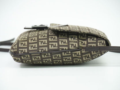 Authentic Fendi Zucchino Shoulder Bag Pochette Canvas Brown 8bt075 Zucchino Bag