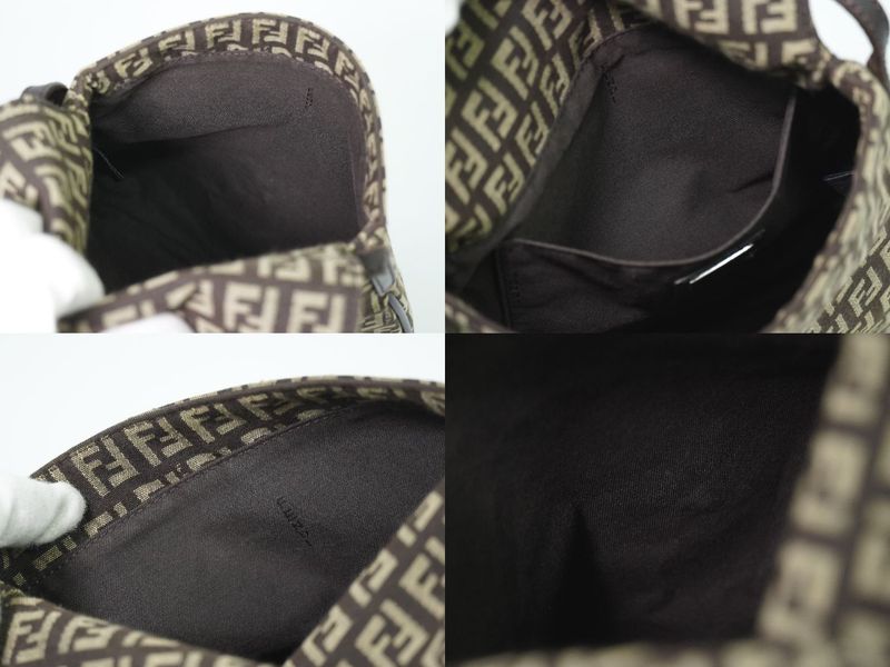 Authentic Fendi Zucchino Shoulder Bag Pochette Canvas Brown 8bt075 Zucchino Bag
