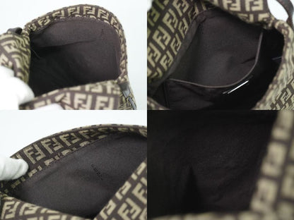 Authentic Fendi Zucchino Shoulder Bag Pochette Canvas Brown 8bt075 Zucchino Bag