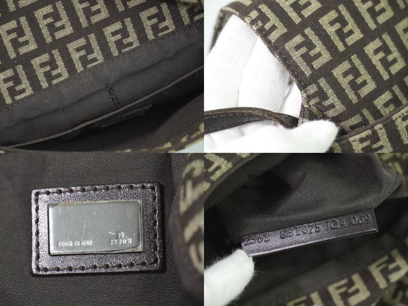 Authentic Fendi Zucchino Shoulder Bag Pochette Canvas Brown 8bt075 Zucchino Bag