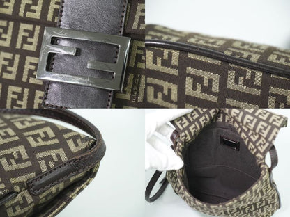 Authentic Fendi Zucchino Shoulder Bag Pochette Canvas Brown 8bt075 Zucchino Bag