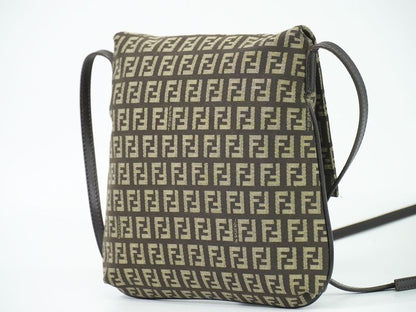 Authentic Fendi Zucchino Shoulder Bag Pochette Canvas Brown 8bt075 Zucchino Bag