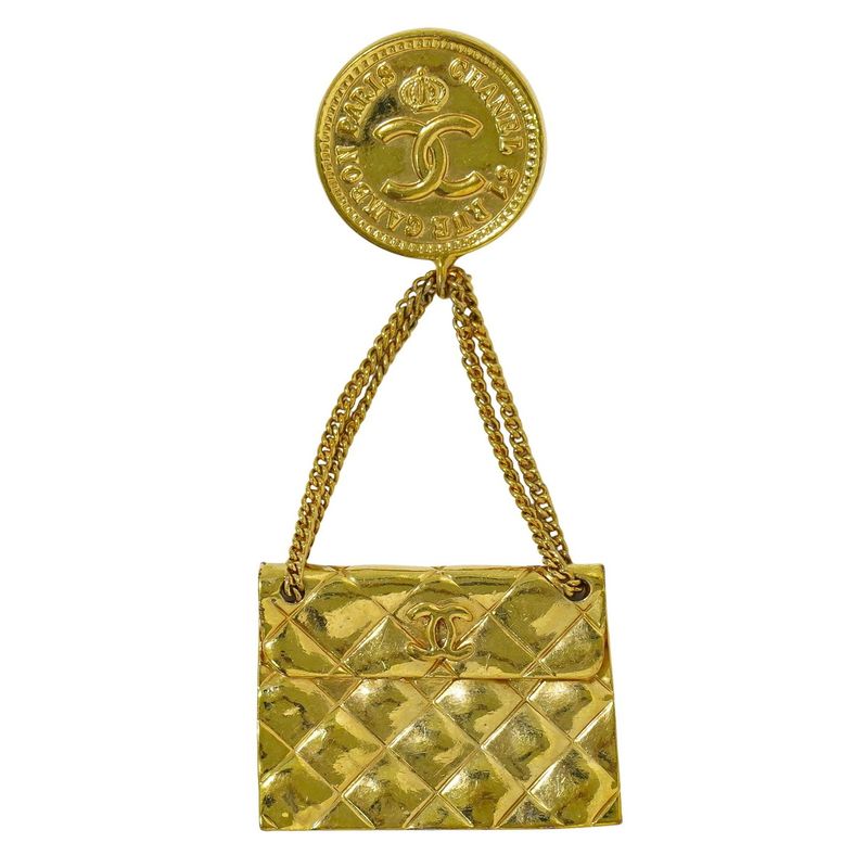 Authentic Chanel 31 Rue Cambon Bag Motif Brooch GP Gold Plated Rue Cambon