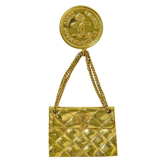 Authentic Chanel 31 Rue Cambon Bag Motif Brooch GP Gold Plated Rue Cambon