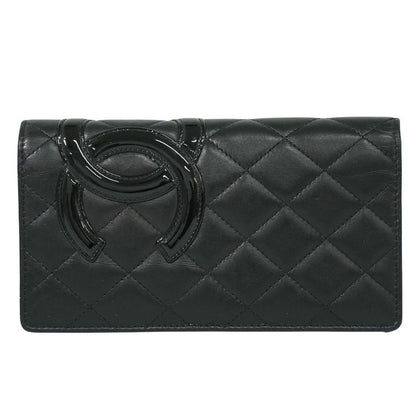 Authentic Chanel Coco Mark Cambon Line Long Wallet Long Wallet Leather Black