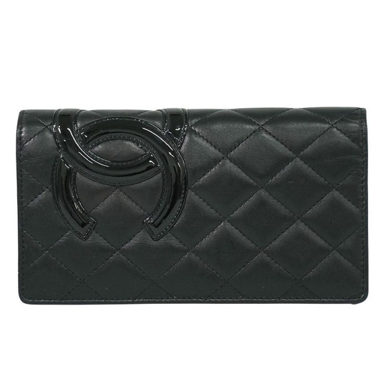 Authentic Chanel Coco Mark Cambon Line Long Wallet Long Wallet Leather Black