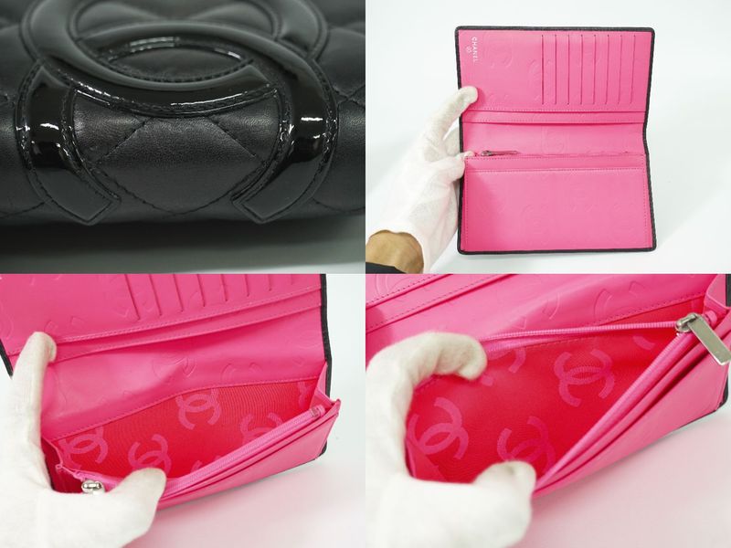Authentic Chanel Coco Mark Cambon Line Long Wallet Long Wallet Leather Black