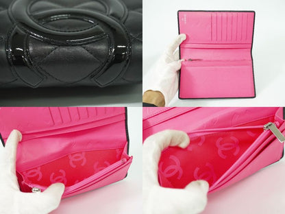 Authentic Chanel Coco Mark Cambon Line Long Wallet Long Wallet Leather Black