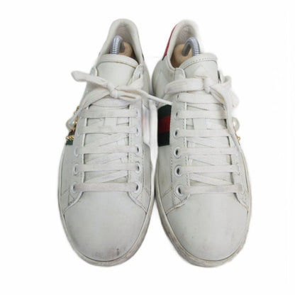 Gucci ACE Pearl Studded Low Cut Sneakers Sherry Line 36 White 438213 Ibo84