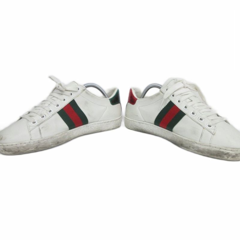 Gucci ACE Pearl Studded Low Cut Sneakers Sherry Line 36 White 438213 Ibo84