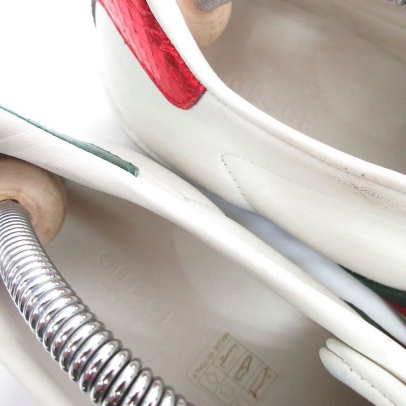 Gucci ACE Pearl Studded Low Cut Sneakers Sherry Line 36 White 438213 Ibo84