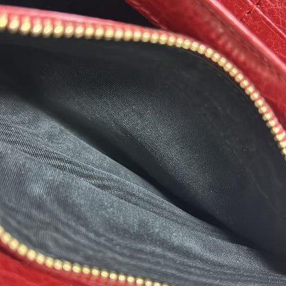 Balenciaga Giant Continental Zip Long Wallet 253053 Red Round Zipper Leather