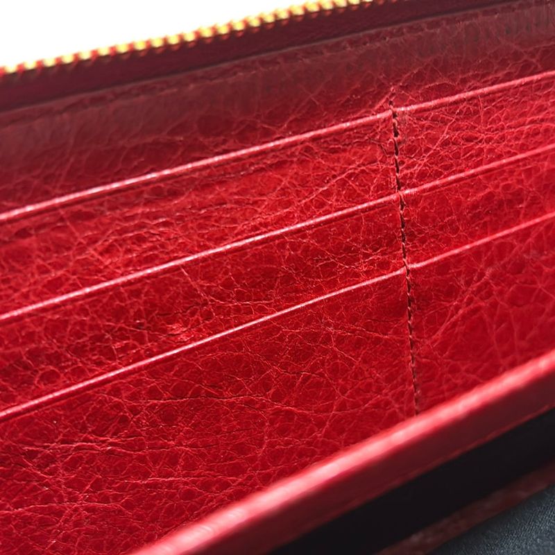 Balenciaga Giant Continental Zip Long Wallet 253053 Red Round Zipper Leather