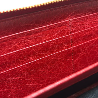 Balenciaga Giant Continental Zip Long Wallet 253053 Red Round Zipper Leather