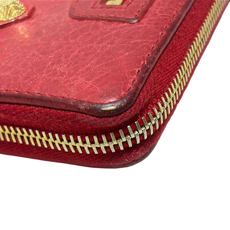Balenciaga Giant Continental Zip Long Wallet 253053 Red Round Zipper Leather