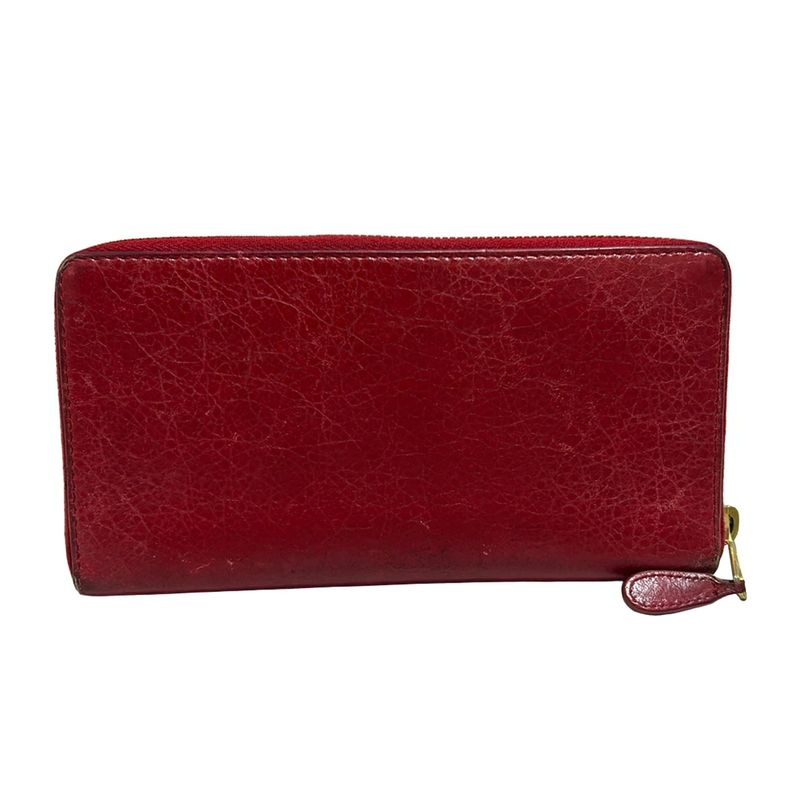 Balenciaga Giant Continental Zip Long Wallet 253053 Red Round Zipper Leather